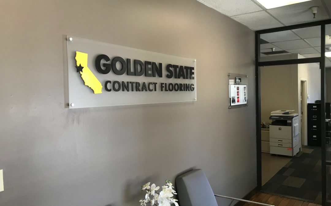 Concord, CA – Golden State Contract Flooring Rebranding Requires New Dimensional Lobby Sign