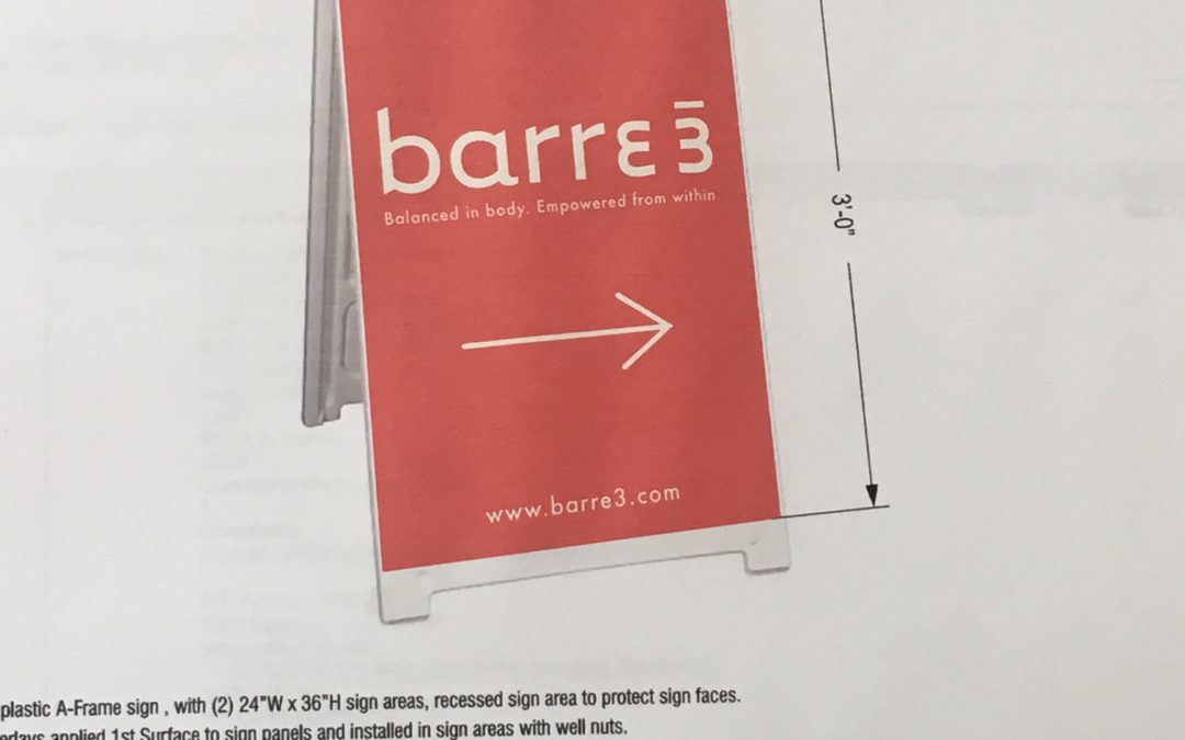 Los Altos, CA – Barre3 Studio Owner Gets New A-Frame Sign