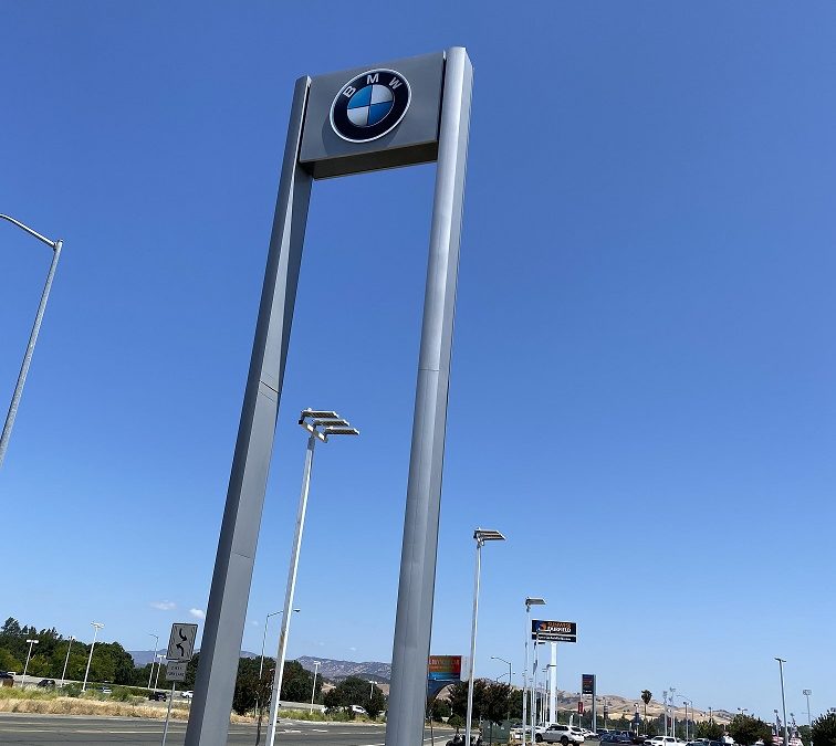 Fairfield, CA – Making Great Progress on BMW Automotive Illuminated Cabinet Signs!