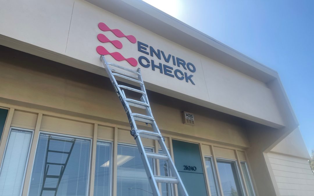 Hayward, CA – A New Corporate Logo Means New Exterior Dimensional and Lobby Signs For Envirocheck