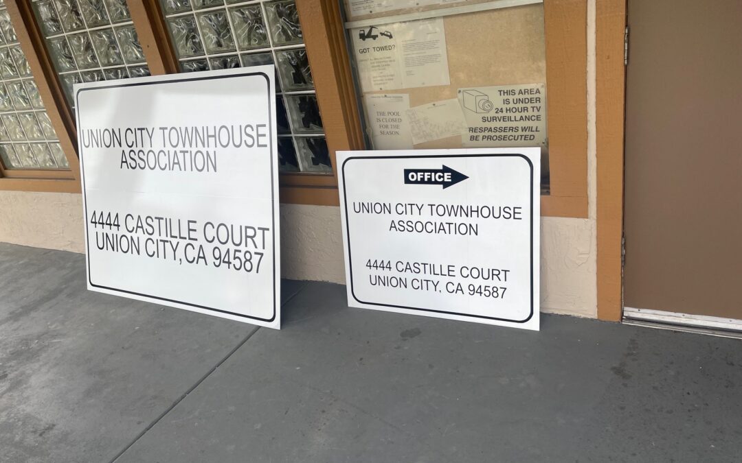 Union City, CA – More Reflective Building & Street Signs for Union City Townhouse Association!