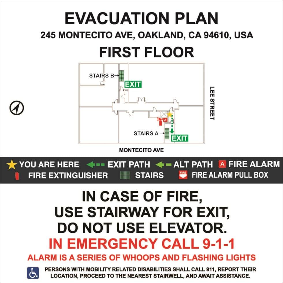 Oakland CA Montecito House Evacuation Maps Approved Fabricated 245 Montecito Avenue Evac Maps 2 1 980x980 