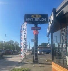 Pole Sign Reface and Cabinet Sign Update for M-1 Hair Salon in Hayward, CA